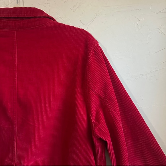 Vintage Christopher & Banks Red Wide-Wale Corduroy Jacket Cottagecore Chore Coat - Picture 8 of 12
